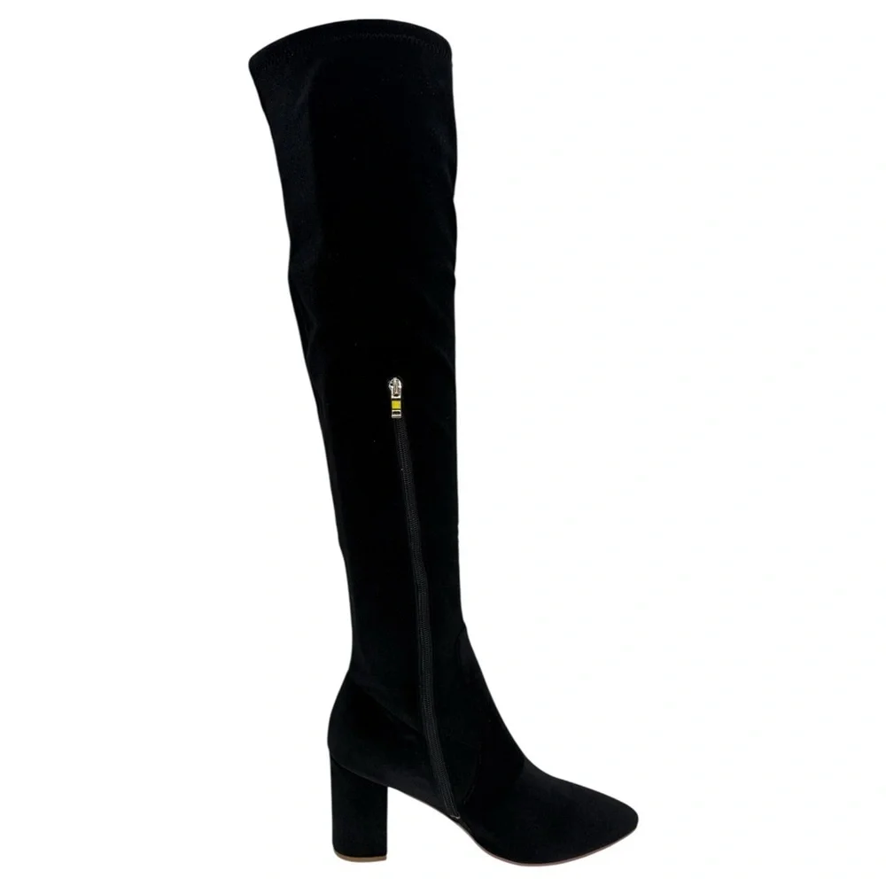SMASH Shoes Malia Black Velvet Thigh High Womens Boots Size 10W